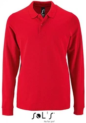 SOLS Langarm-Poloshirt Herren Long-Sleeve Piqu Polo Shirt Perfect Rot/Dunkelrot
