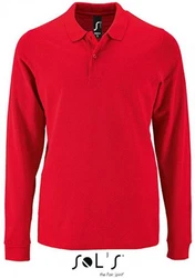 SOLS Langarm-Poloshirt Herren Long-Sleeve Piqu Polo Shirt Perfect Rot/Dunkelrot