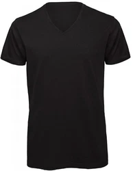 B&C V-Shirt Herren V-Neck T-Shirt Schwarz
