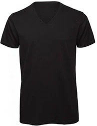 B&C V-Shirt Herren V-Neck T-Shirt Schwarz