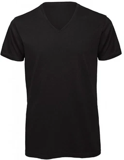 B&C V-Shirt Herren V-Neck T-Shirt Schwarz
