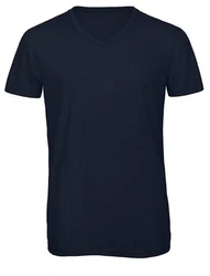 B&C V-Shirt Herren V-Neck Triblend Dunkelblau