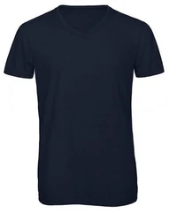 B&C V-Shirt Herren V-Neck Triblend Dunkelblau