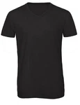 B&C V-Shirt Herren V-Neck Triblend Schwarz/Dunkelgrau