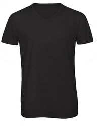 B&C V-Shirt Herren V-Neck Triblend Schwarz/Dunkelgrau