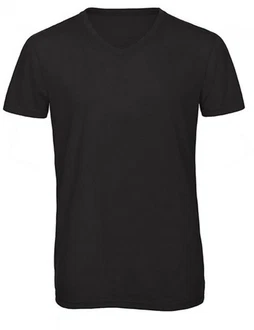 B&C V-Shirt Herren V-Neck Triblend Schwarz/Dunkelgrau B&C V-Shirt Herren V-Neck Triblend Schwarz/Dunkelgrau