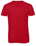 B&C V-Shirt Herren V-Neck Triblend Rot