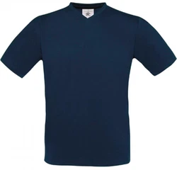 B&C V-Shirt Exact V-Neck Herren T-Shirt Dunkelblau/Blau