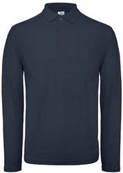 B&C Langarm-Poloshirt Herren Long Sleeve Polo ID.001 Dunkelblau/Blau