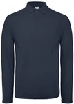 B&C Langarm-Poloshirt Herren Long Sleeve Polo ID.001 Dunkelblau/Blau
