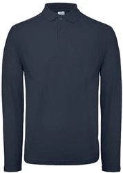 B&C Langarm-Poloshirt Herren Long Sleeve Polo ID.001 Dunkelblau/Blau