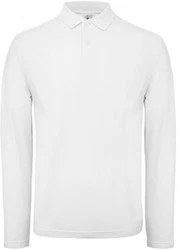 B&C Langarm-Poloshirt Herren Long Sleeve Polo ID.001 Grau/Weiß/Creme
