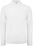 B&C Langarm-Poloshirt Herren Long Sleeve Polo ID.001 Grau/Weiß/Creme
