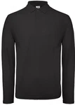 B&C Langarm-Poloshirt Herren Long Sleeve Polo ID.001 Schwarz/Dunkelgrau