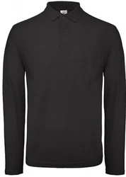 B&C Langarm-Poloshirt Herren Long Sleeve Polo ID.001 Schwarz/Dunkelgrau