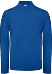 B&C Langarm-Poloshirt Herren Long Sleeve Polo ID.001 Blau/Dunkelblau