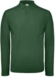 B&C Langarm-Poloshirt Herren Long Sleeve Polo ID.001 Dunkelgrün/Grün