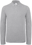 B&C Langarm-Poloshirt Herren Long Sleeve Polo ID.001 Grau/Hellgrau