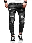 behype Slim-fit-Jeans Dino Schwarz/Dunkelgrau/Khaki