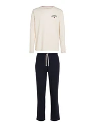 Tommy Hilfiger Underwear Pyjama LS JERSEY PJ SET Beige/Khaki/Dunkelblau
