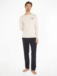 Tommy Hilfiger Underwear Pyjama LS JERSEY PJ SET Beige/Khaki/Dunkelblau