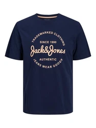 Jack & Jones T-Shirt JJFOREST TEE SS CREW NECK Dunkelblau/Blau