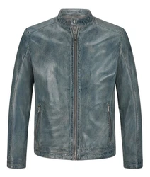 Milestone Lederjacke MSLacona Grau/Blau/Dunkelblau
