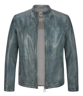 Milestone Lederjacke MSLacona Grau/Blau/Dunkelblau