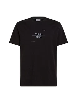 Calvin Klein T-Shirt OPTIC LINE LOGO Schwarz/Dunkelbraun