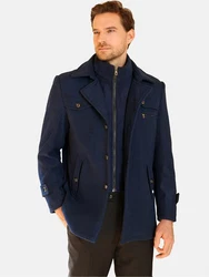 Allthemen Kurzmantel mit abnehmbarem Doppelkragen Dunkelblau/Blau