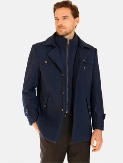 Allthemen Kurzmantel mit abnehmbarem Doppelkragen Dunkelblau/Blau