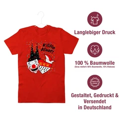 Shirtracer T-Shirt Klle Alaaf Kostüm Köln Karneval Wappen Rot/Weiß