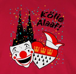 Shirtracer Rundhalsshirt Klle Alaaf Kostm Kln Karneval Wappen Rosa/Dunkelrot/Rot