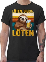 Shirtracer T-Shirt Lten Digga Lten Bier Biertrinker Faultier Saufi Party & Alkohol Herren 