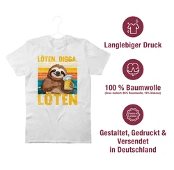Shirtracer T-Shirt Lten Digga Lten Bier Biertrinker Faultier Saufi Party & Alkohol Herren Braun/Creme