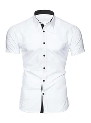 JMIERR Businesshemd Regular Kentkragen Uni Weiß/Creme/Schwarz