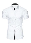 JMIERR Businesshemd Regular Kentkragen Uni Weiß/Creme/Schwarz