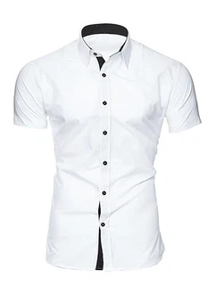 JMIERR Businesshemd Regular Kentkragen Uni Weiß/Creme/Schwarz