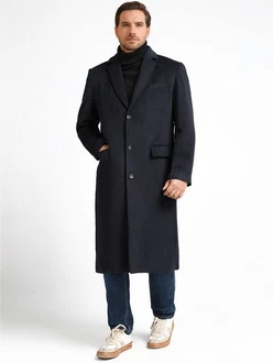 Allthemen Mantel Herren klassisches Design Dunkelblau/Hellblau/Blau