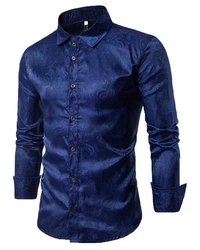 Allthemen Langarmhemd Regular Fit Herren Freizeithemd Dunkelblau/Blau