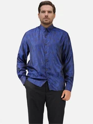 Allthemen Langarmhemd Regular Fit Herren Freizeithemd Dunkelblau/Blau
