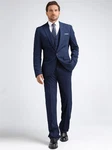 Allthemen Anzug Slim Fit (3-tlg, Sakko & Weste & Hose) für Hochzeit Dunkelblau/Hellblau/Blau