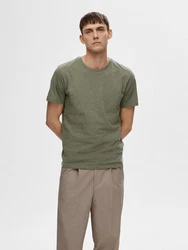 SELECTED HOMME Kurzarmshirt SLHASPEN SLUB SS O-NECK 