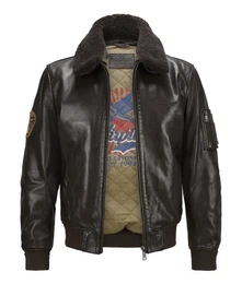 Lederjacke MSTom Pilotenjacke aus Lammleder mit abnehmbarem Fellkragen