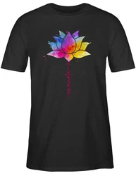 Shirtracer T-Shirt Namaste Lotusblüte Spirit Yoga Mischfarben/Schwarz/Rosa/Lila