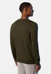 North Sails Strickpullover mit Rundhalsausschnitt und Logo Dunkelgrün/Khaki