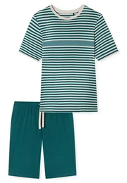 Shorty Casual Nightwear (2 tlg) mit farbigem Kontraststreifen und geripptem Rundhalsausschnitt
