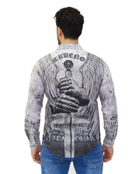 TRUENO Langarmhemd Totenkopf Motiven Hemd 