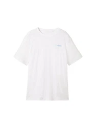 TOM TAILOR Shirt mit Logo Print Weiß/Creme