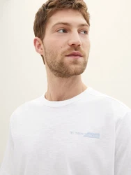 TOM TAILOR Shirt mit Logo Print Weiß/Creme